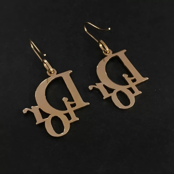 AUTH Christian Dior CD Gold Pierced Dangle Earrings - Picture 4 of 5